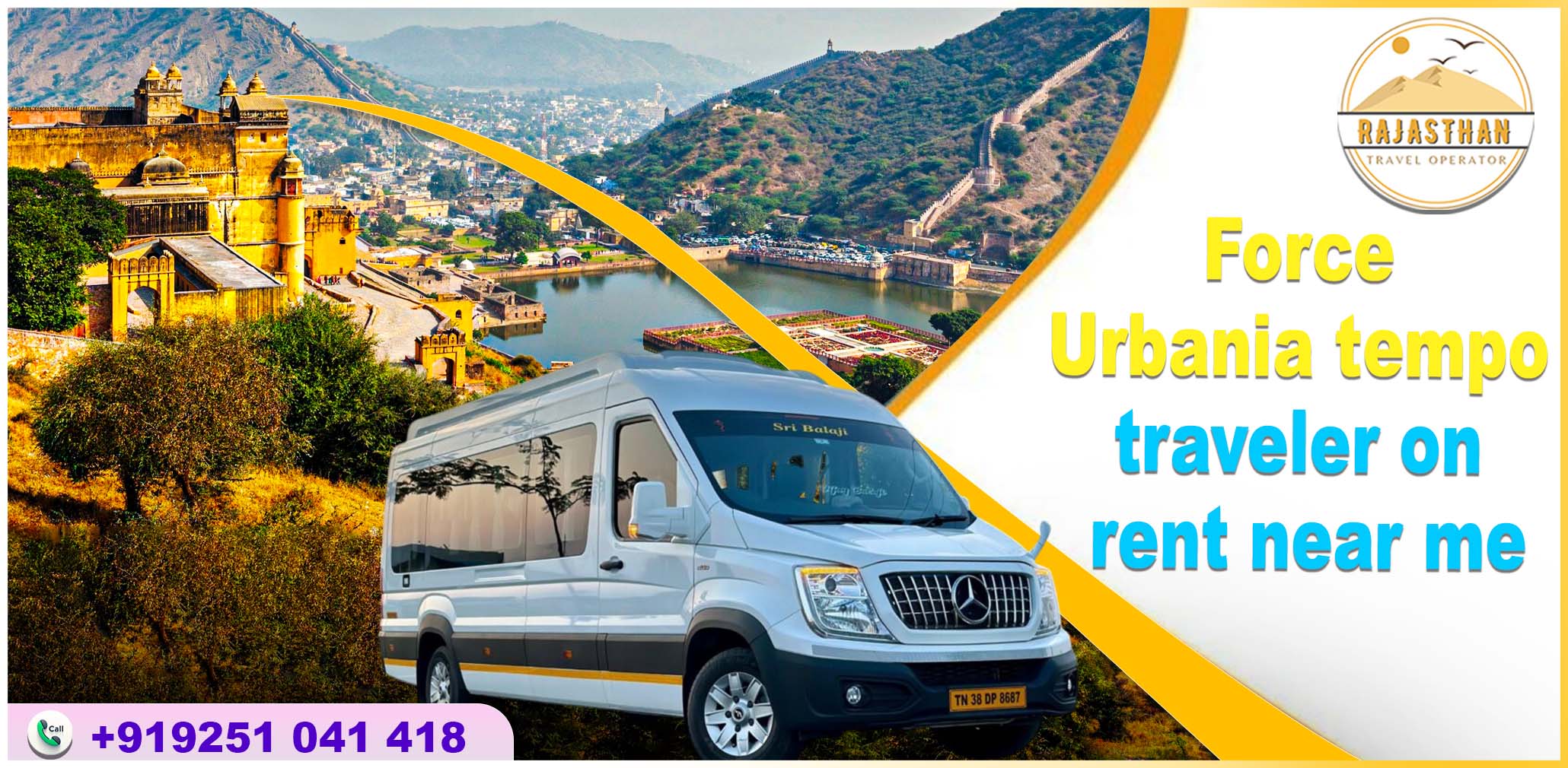 Force Urbania Tempo Traveler on rent near me 16 seater urbania for group travel in Jaipur