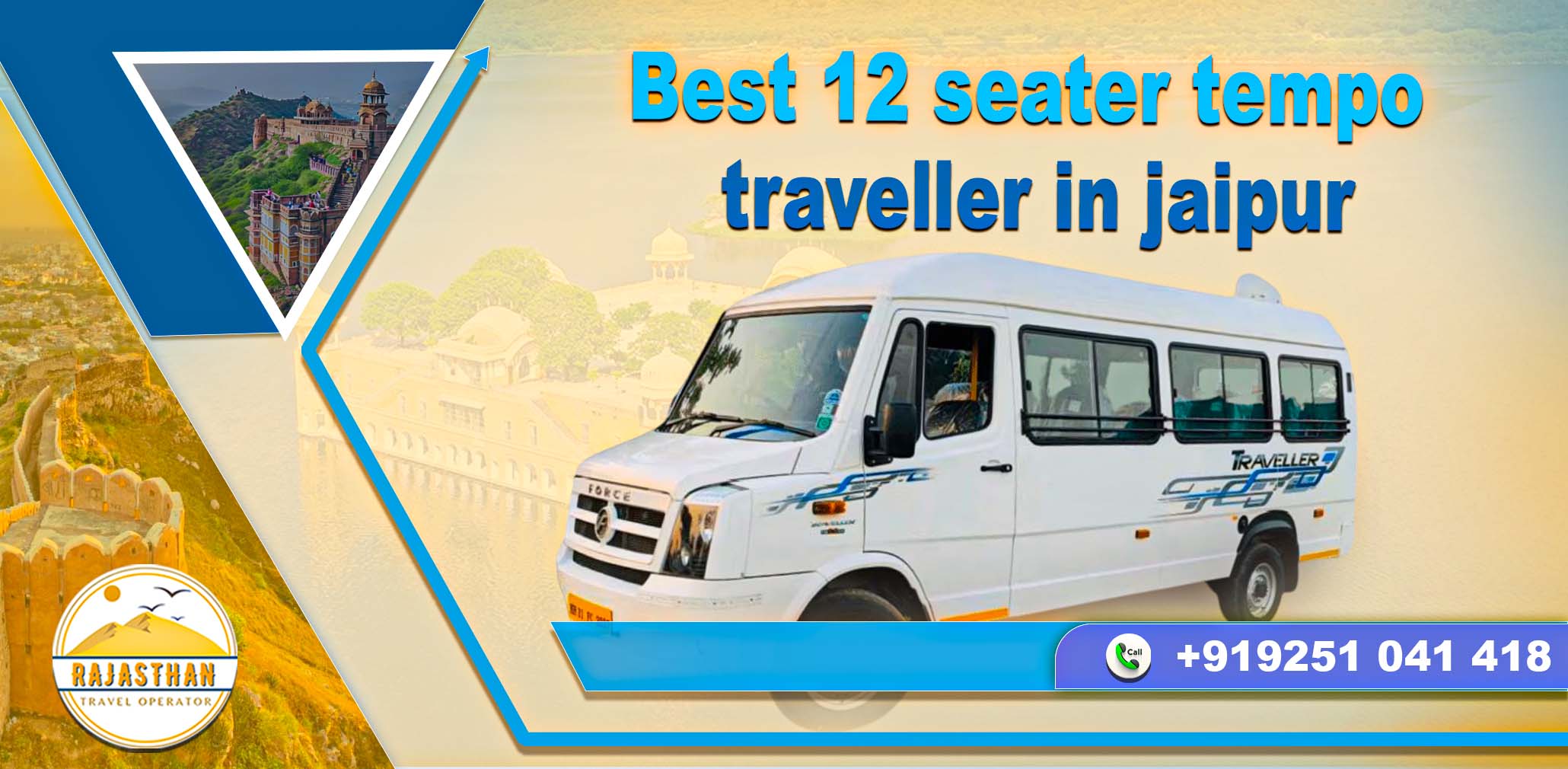 "Best 12-seater Tempo Traveller van in Jaipur for comfortable group travel"