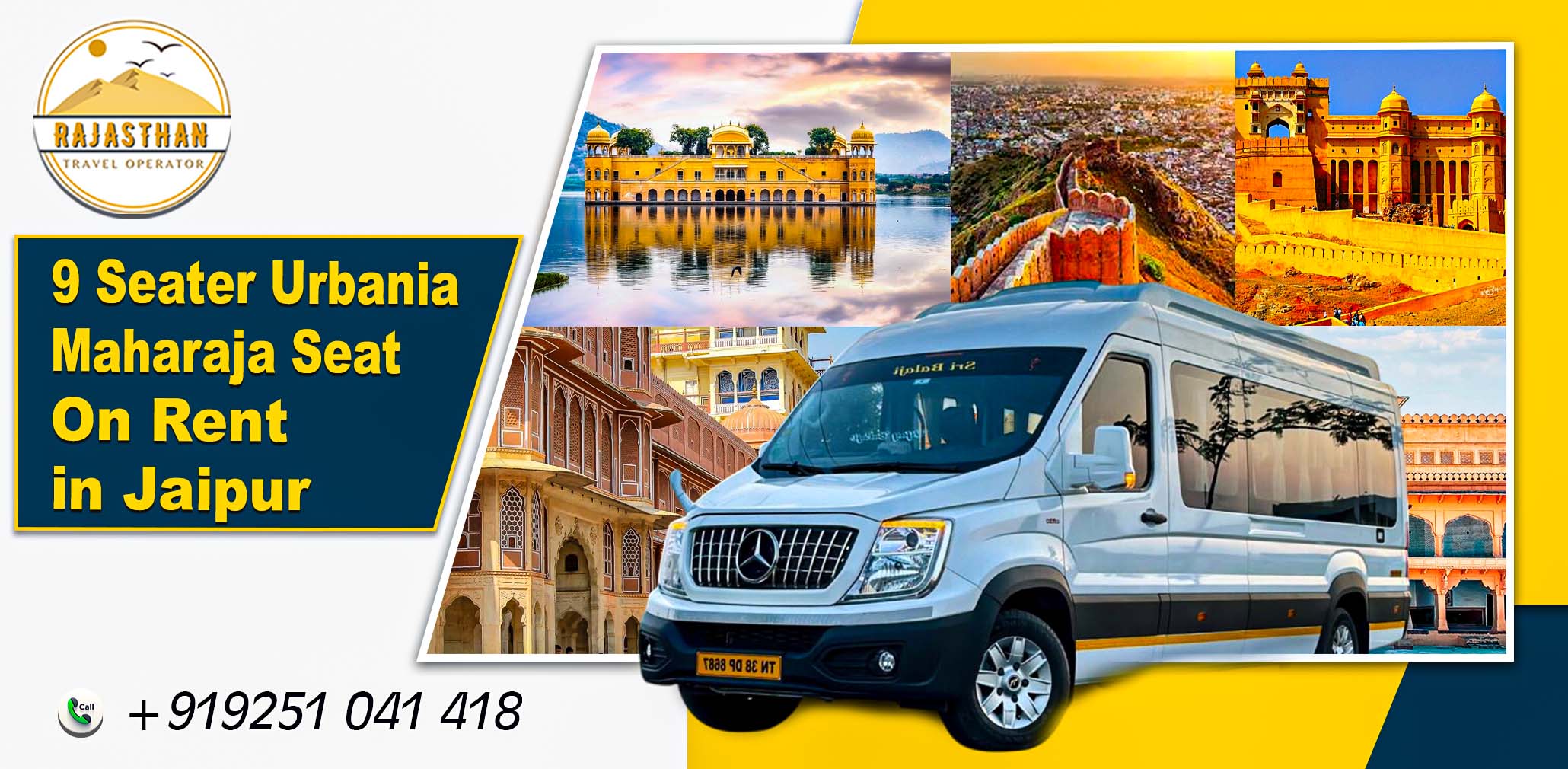 9 Seater Urbania Maharaja Seat on Rent in Jaipur by Rajasthan Travel Operator
