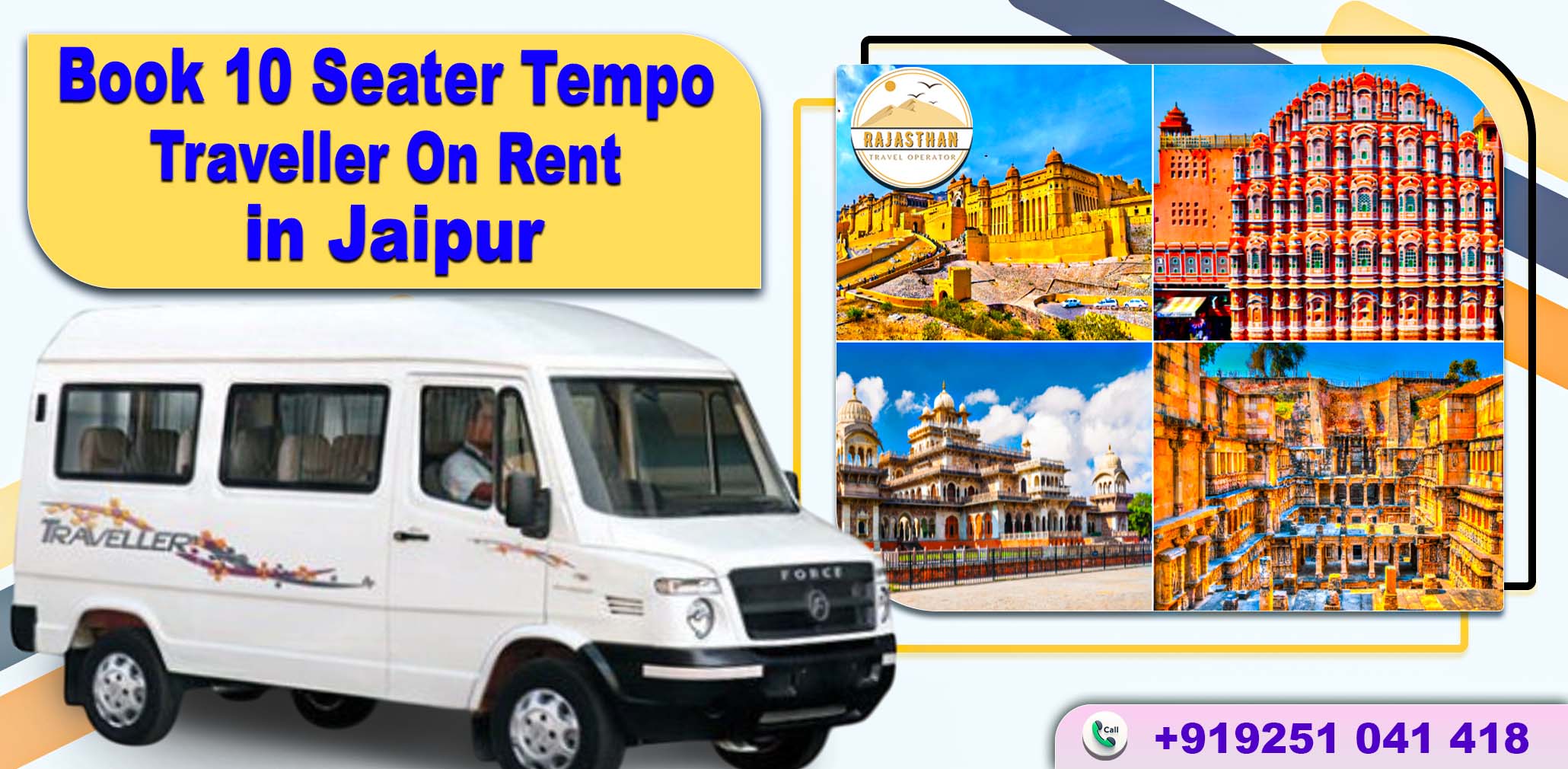 Book 10 Seater Tempo Traveller on Rent in Jaipur with Rajasthan Travel Operator