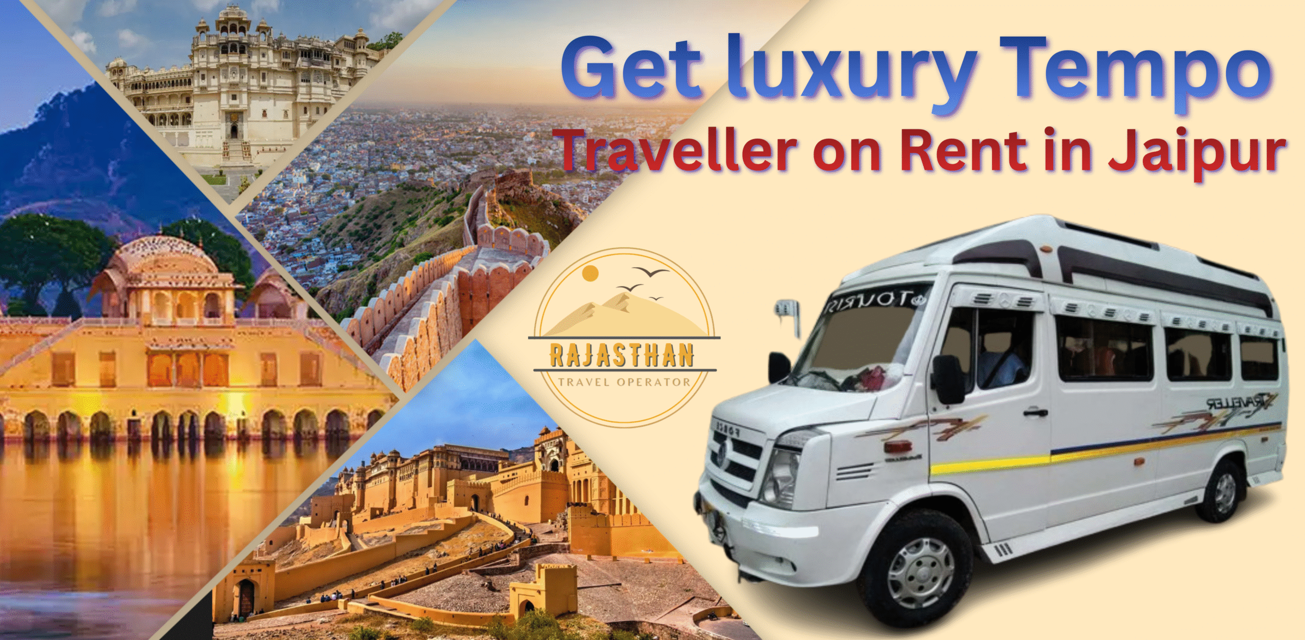 Get Luxury Tempo Traveller on Rent in Jaipur with premium seating and modern amenities