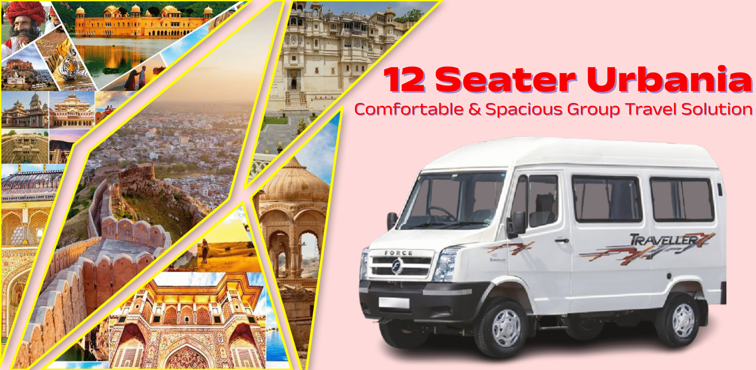 12 Seater Urbania comfortable and spacious group travel by Rajasthan Travel Operator
