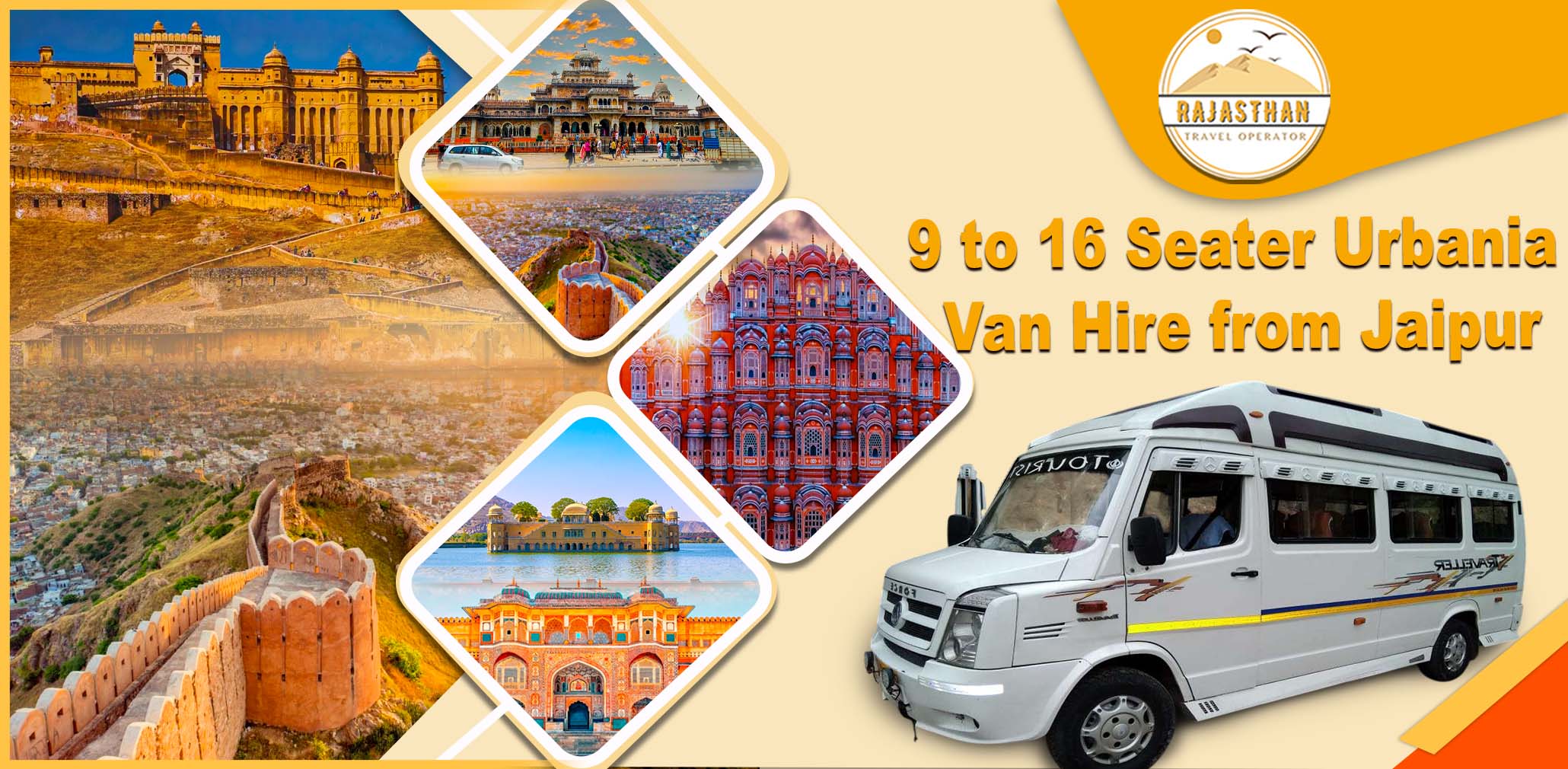 9 to 16 Seater Urbania Van Hire from Jaipur by Rajasthan Travel Operator for luxury group travel