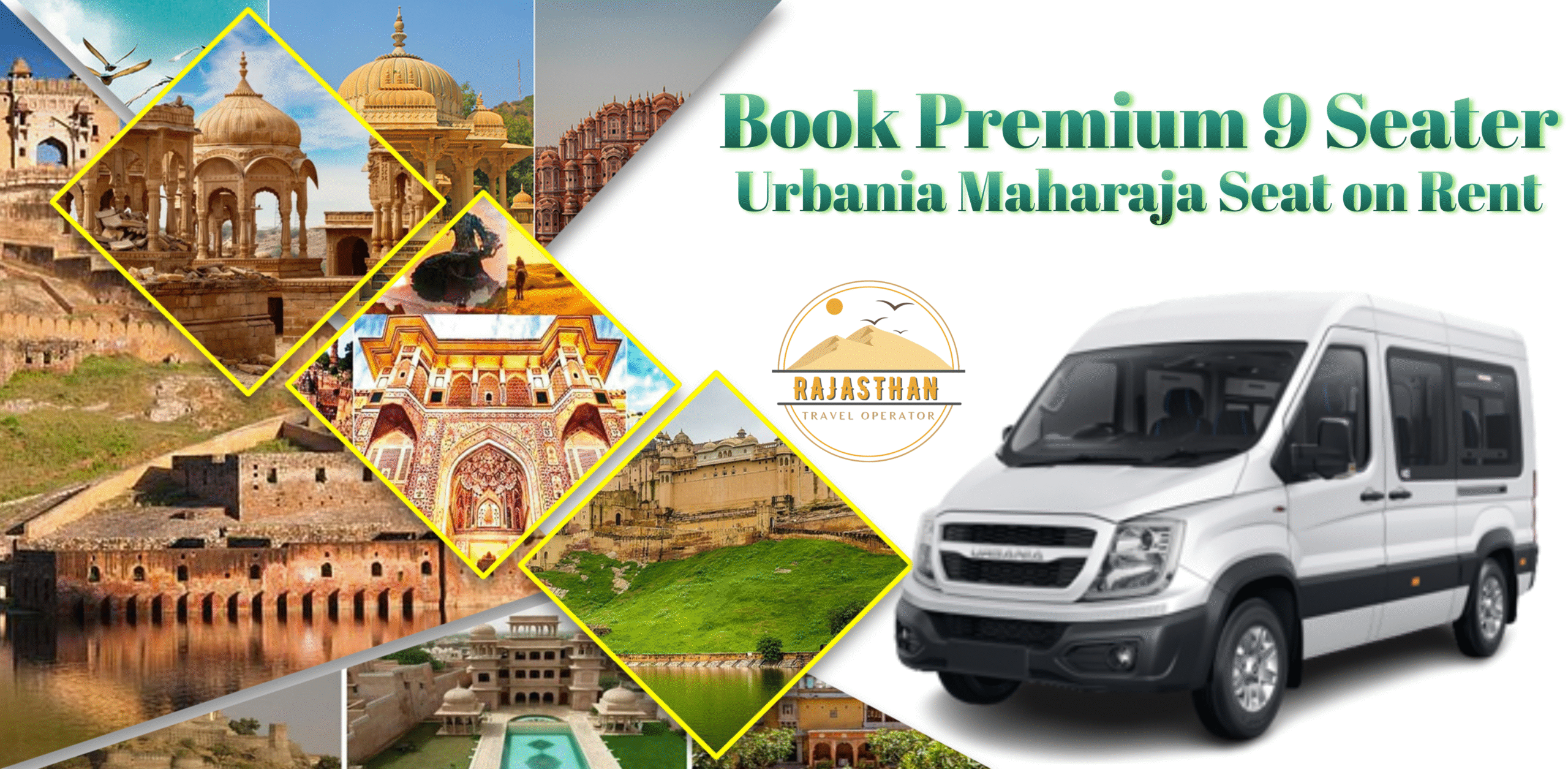 Premium 9 Seater Urbania Maharaja Seat on Rent in Jaipur by Rajasthan Travel Operator