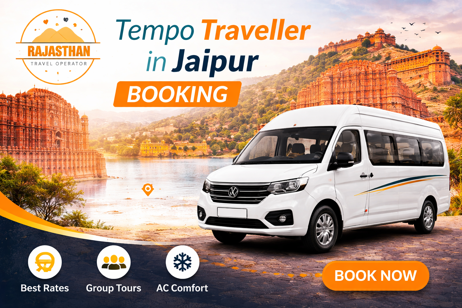 Tempo Traveller in Jaipur booking by Rajasthan Travel Operator for comfortable group travel