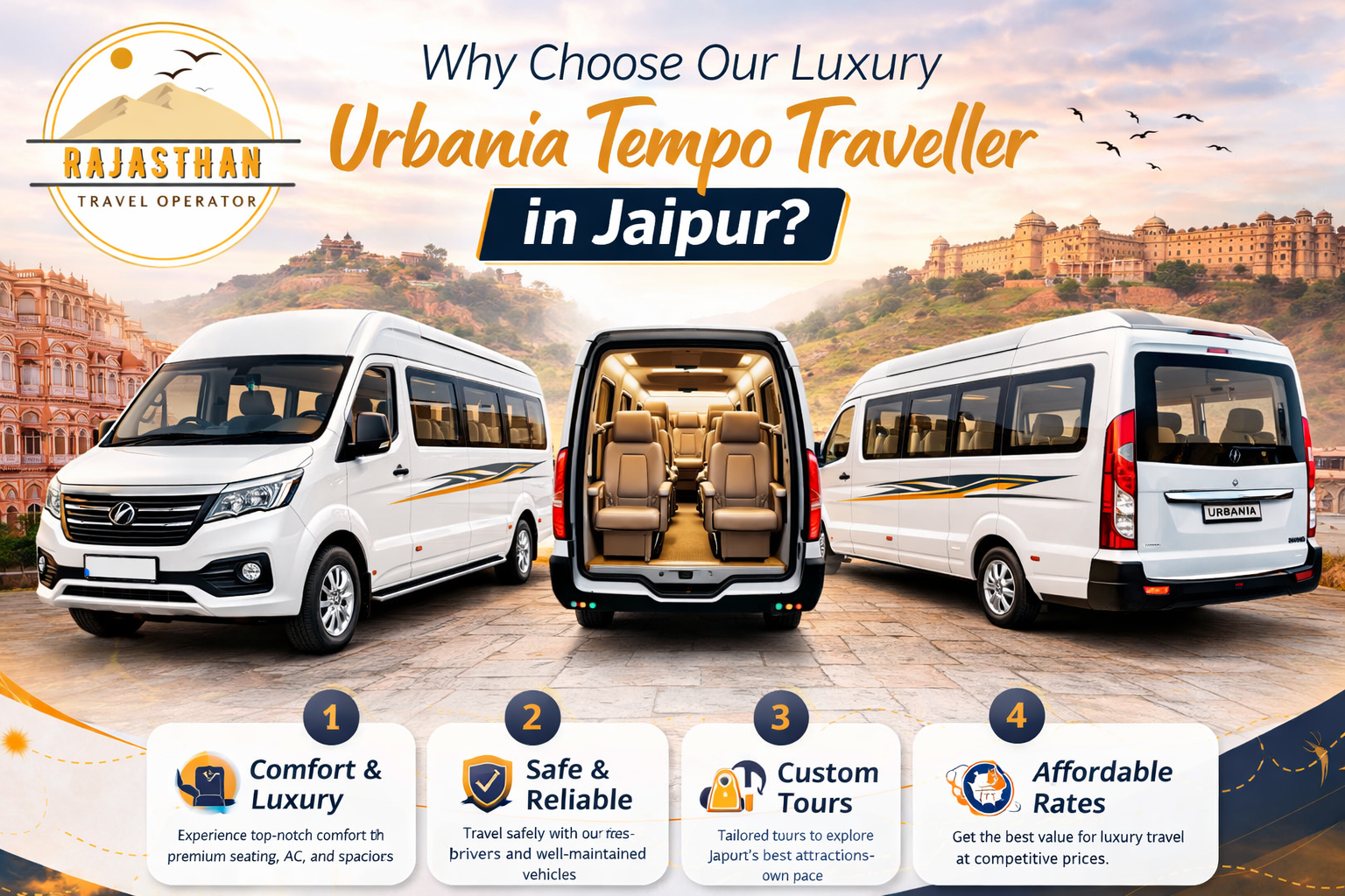 Why Choose Our Luxury Urbania Tempo Traveller in Jaipur with Rajasthan Travel Operator for premium group travel