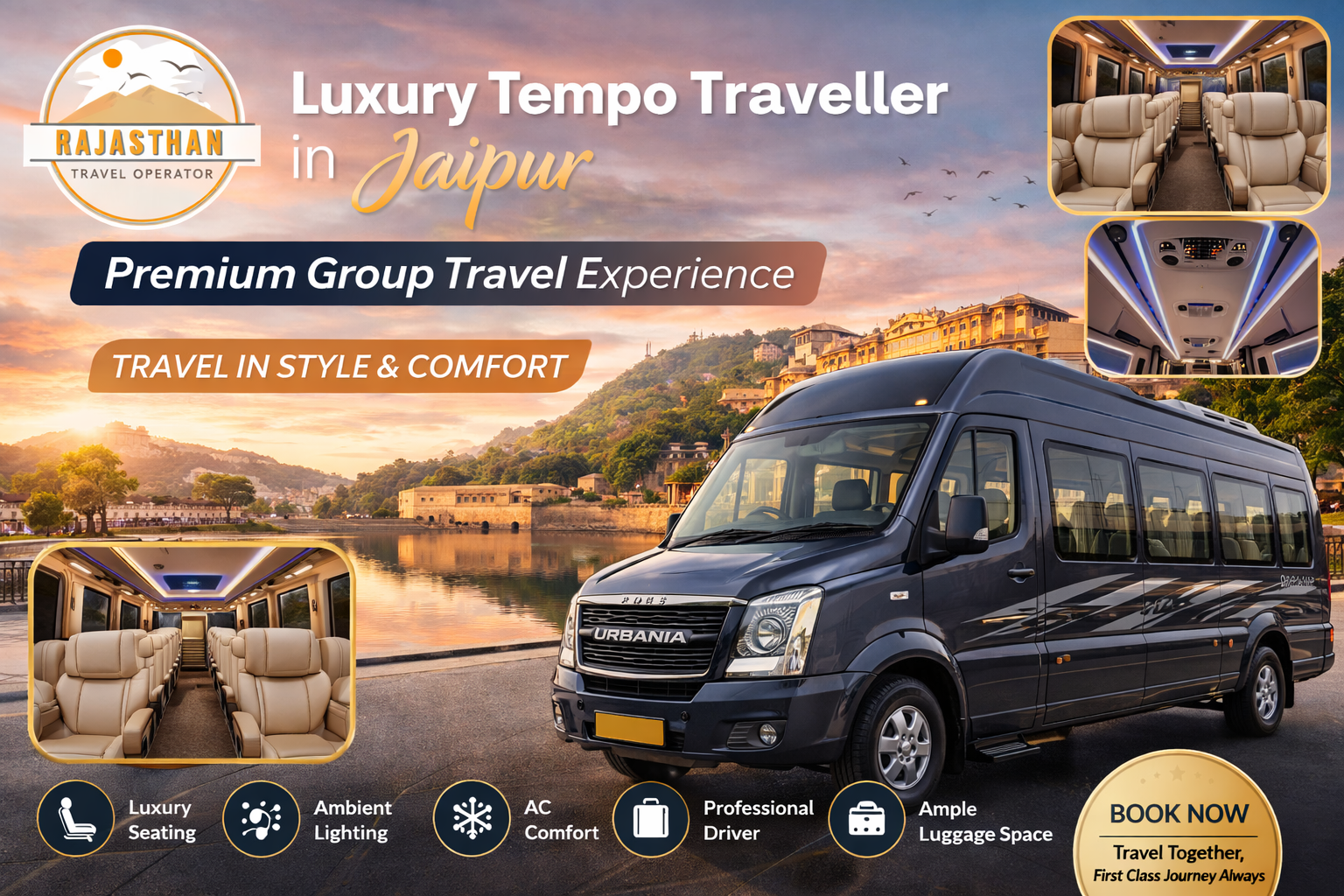 Luxury Tempo Traveller in Jaipur for premium group travel experience by Rajasthan Travel Operator
