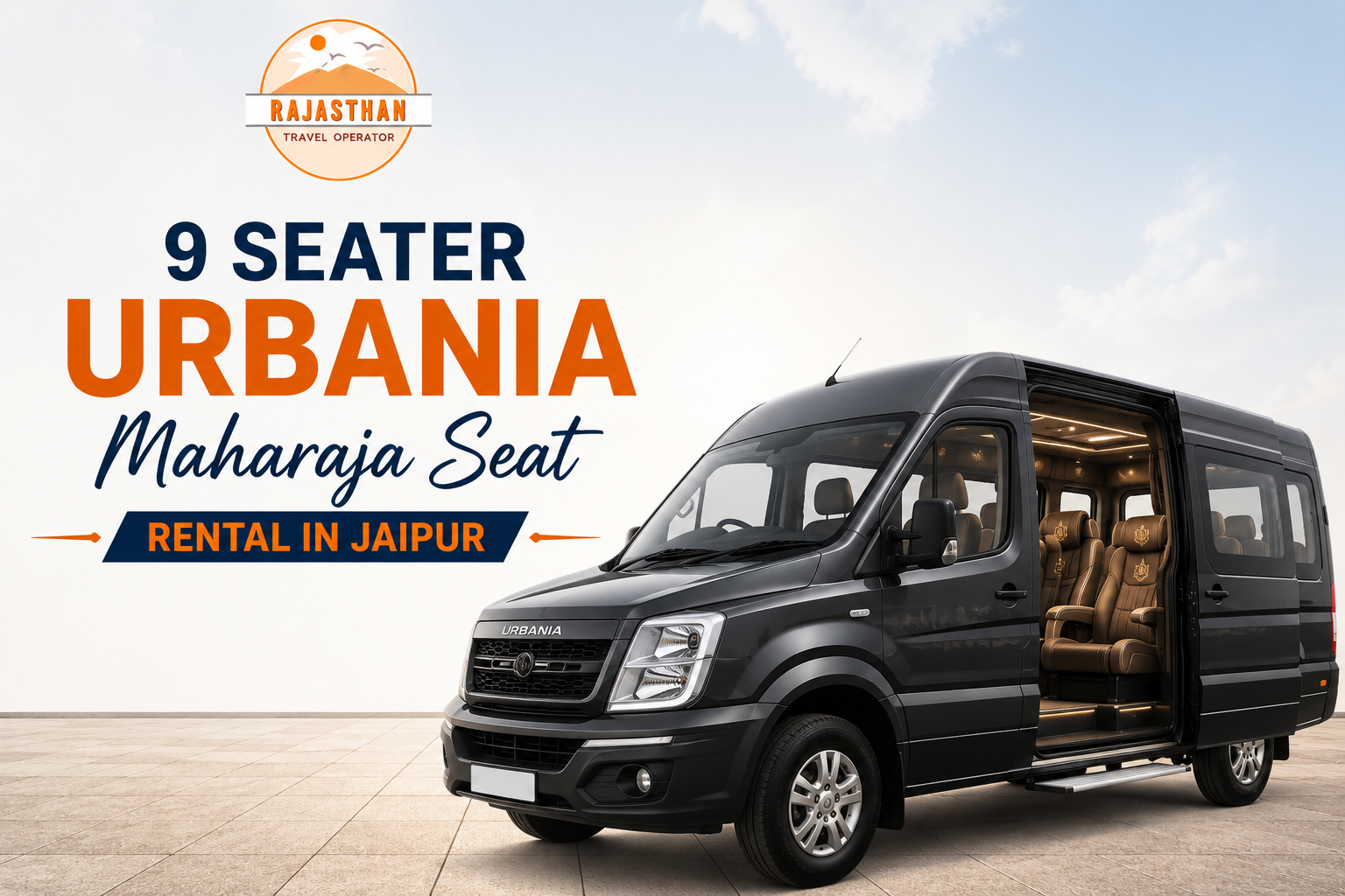 9 Seater Urbania Maharaja Seat rental in Jaipur by Rajasthan Travel Operator for luxury group travel